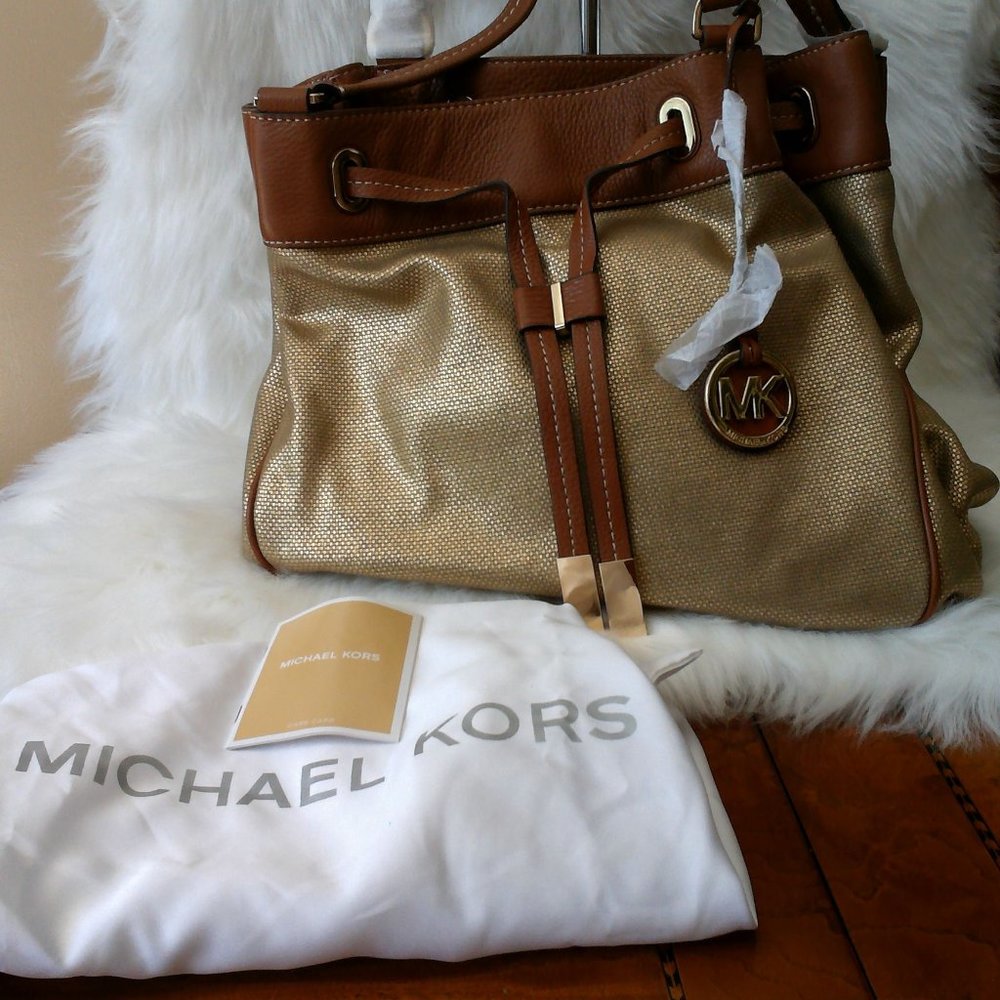 Michael Kors Marina Large Gold Drws Tote